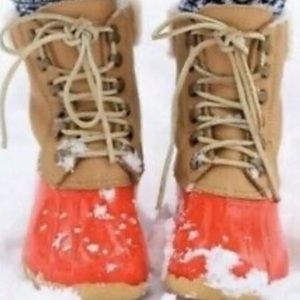 JCrew x Sperry Shearwater boots in modern red